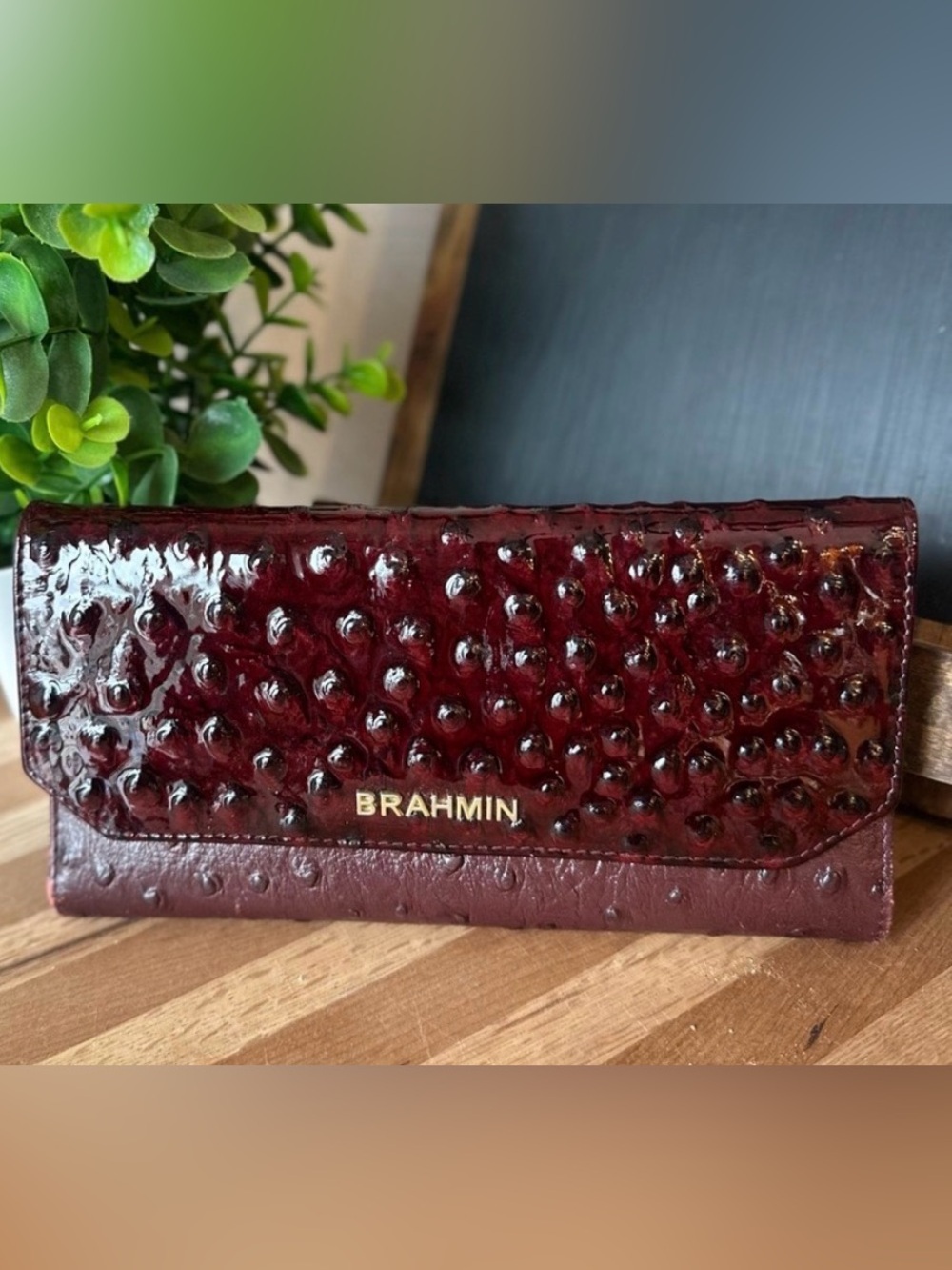 Brahmin Burgundy Leather Clutch Wallet